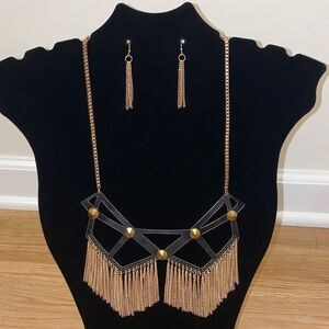 Bansri Gold Geometric Necklace and Earring Set